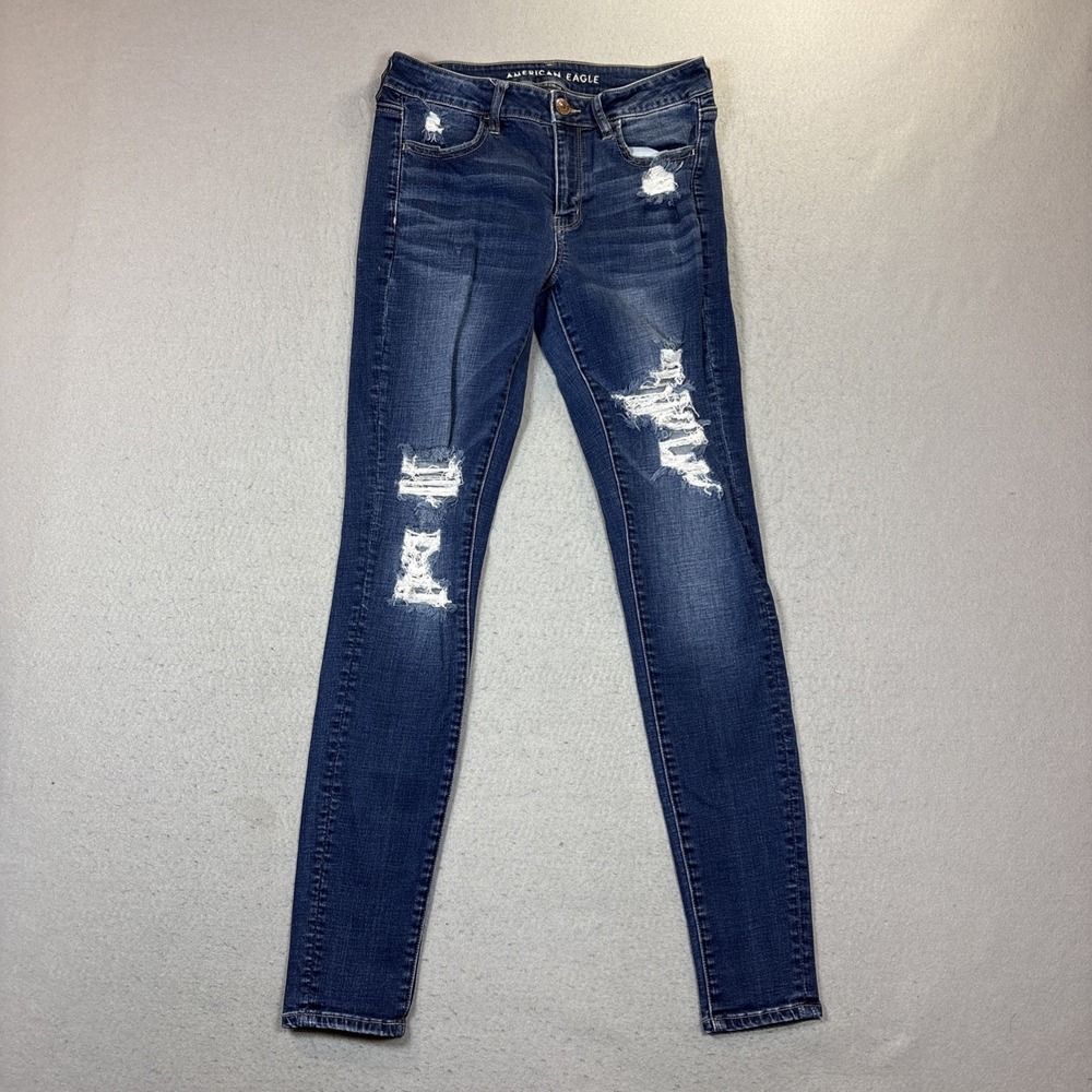 American Eagle Super Stretch Jegging Jean‎ Women 10 X-Long Distressed